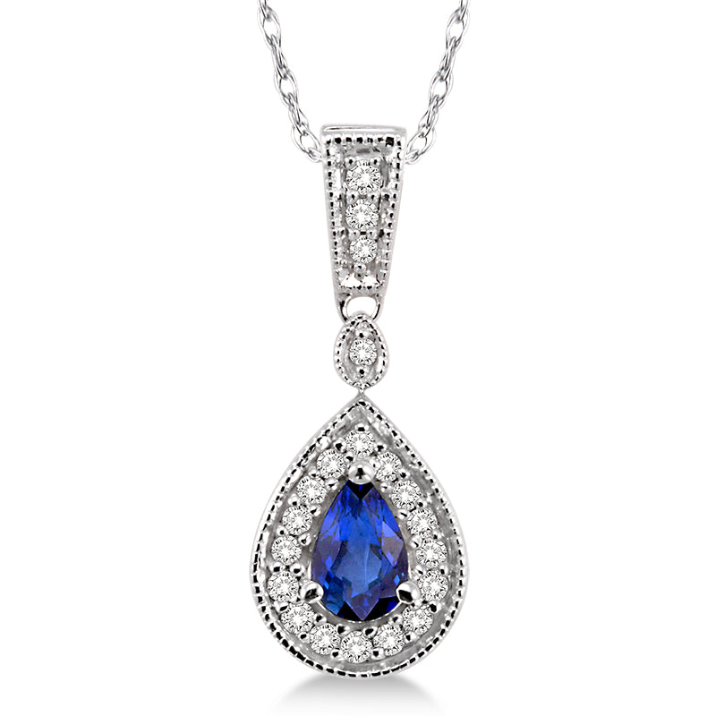 Classic Two-Stone Round Shaped Blue Sapphire and Diamond Pendant – goodmark